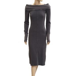 BDG Urban Outfitters Off-the Shoulder Ribbed Knit Midi Bodycon Dress XXS 284006